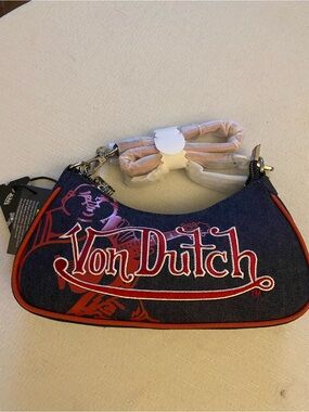 Von Dutch x True Religion Black Denim Shoulder Bag